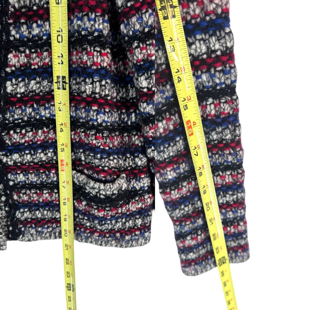Isabel Marant Barte Bouclé Knit Crop Jacket FR 38 Black Blue Red Cardigan - Picture 9 of 10